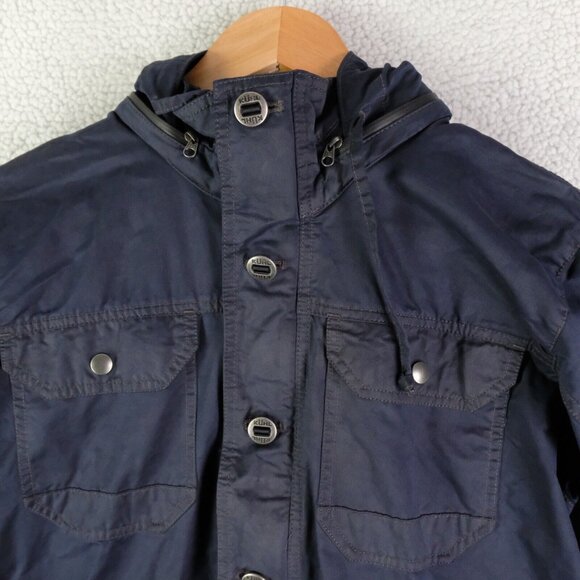Kuhl Jacket Womens Small Blue Waxed Canvas Hooded Outdoor Hiking Utility Pockets - Picture 2 of 10